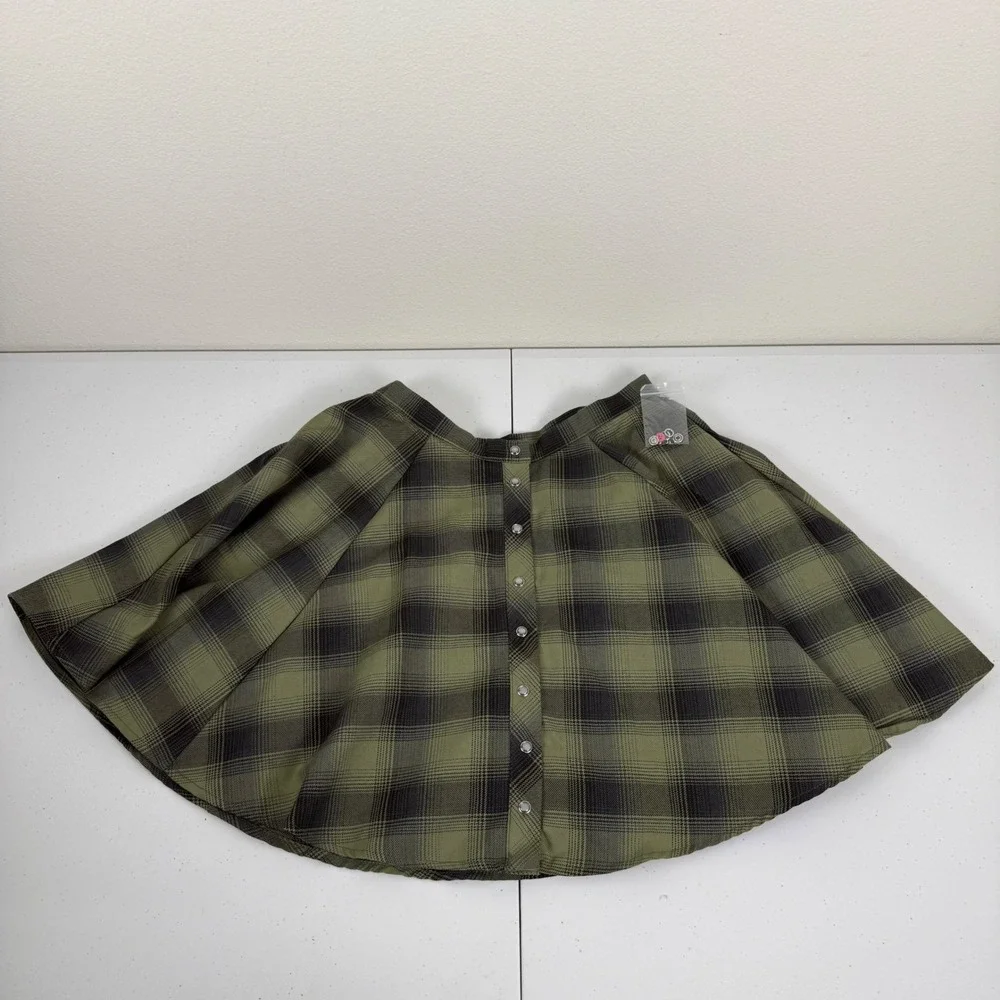 DIXXON Flannel Co Huntress Plaid Flannel Circle Skirt Womens XS Y2K‎ Academia